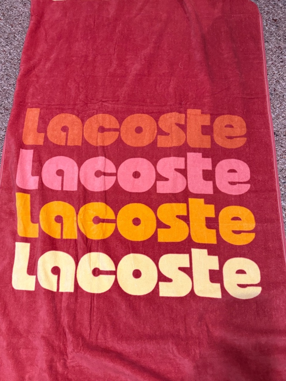 New Lacoste Beach pool Towel new with tags 100% cotton 36x72 large stacked Logo